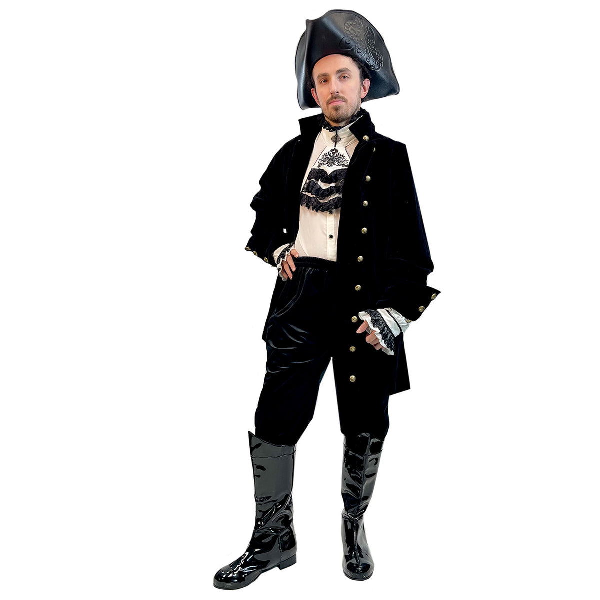 Fancy Black Velvet Pirate Adult Costume
