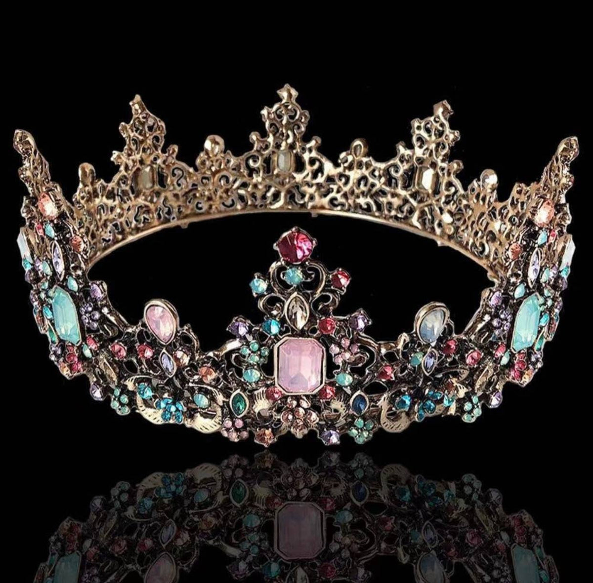 Multicolor Rhinestone Queen Crown
