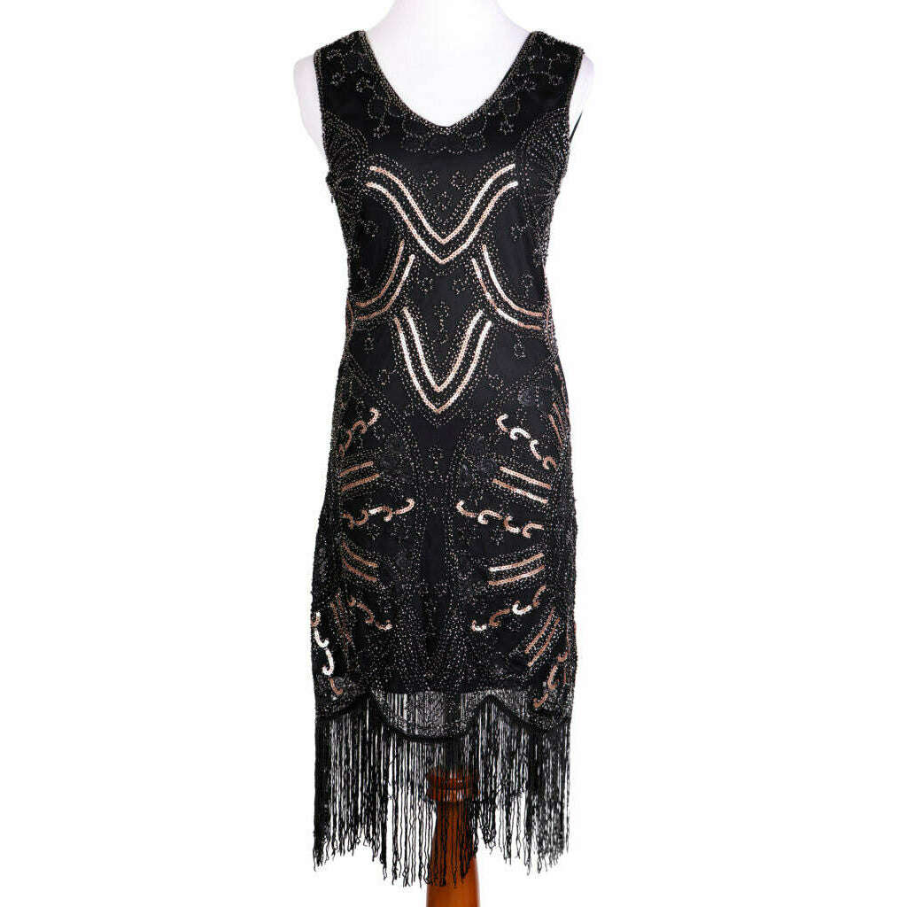 Delicate Black Beaded Flapper Fringe Dress AbracadabraNYC Delicate Black Beaded Flapper Fringe Dress AbracadabraNYC