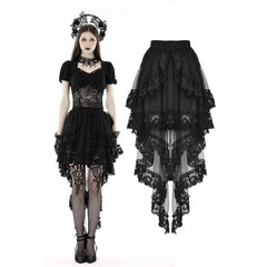 Delicate Punk Frilly Lace Swallow Tail Skirt