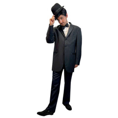 Deluxe 1920s Black Pinstripe Gangster Suit Adult Costume w/ Bow Tie