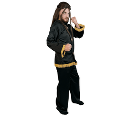 Deluxe Black Satin Black and Gold Karate Teacher Adult Costume