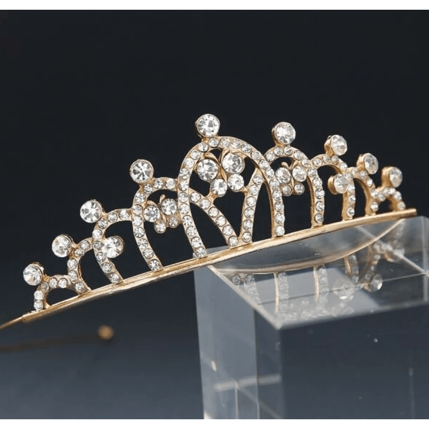 Deluxe Bridal Gold Rhinestone Tiara