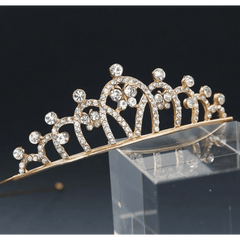 Deluxe Bridal Gold Rhinestone Tiara