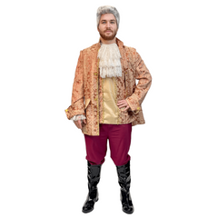 Deluxe Colonial Red & Gold Brocade Men's Costume