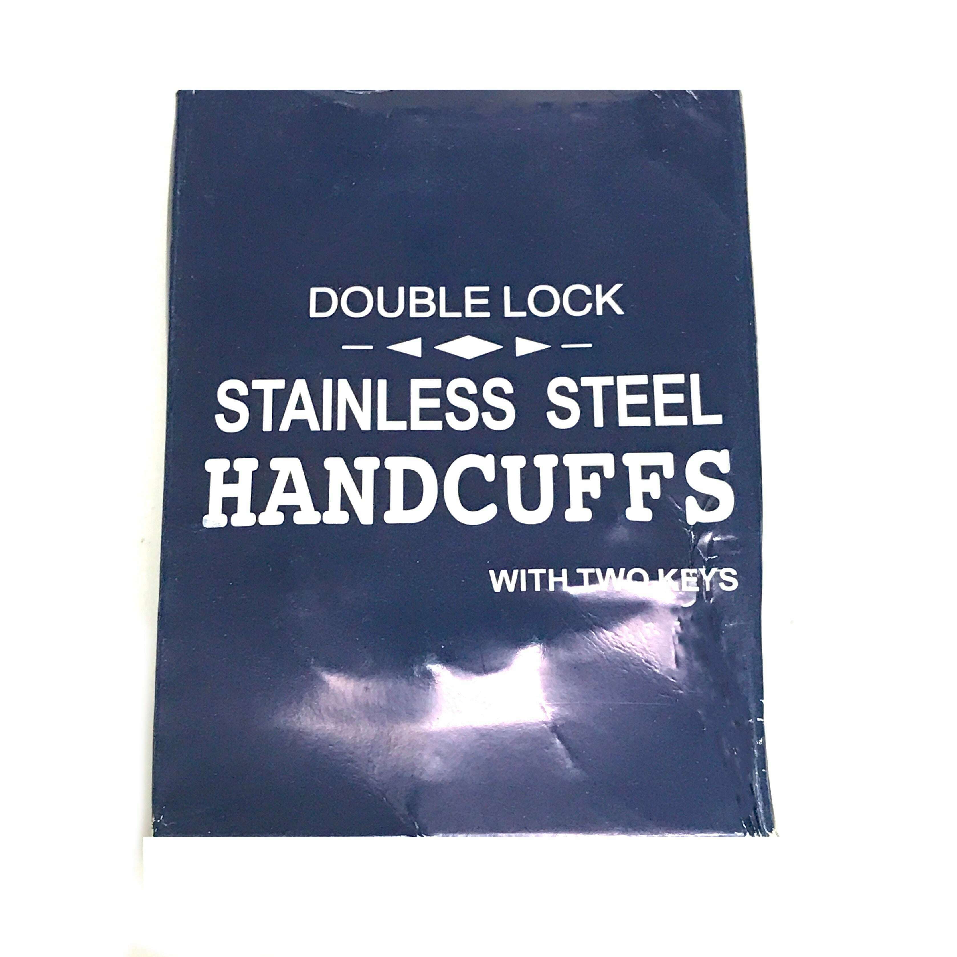 Deluxe Double Lock Stainless Steel Chained Handcuffs with Key - Fully Functional Locking Prop