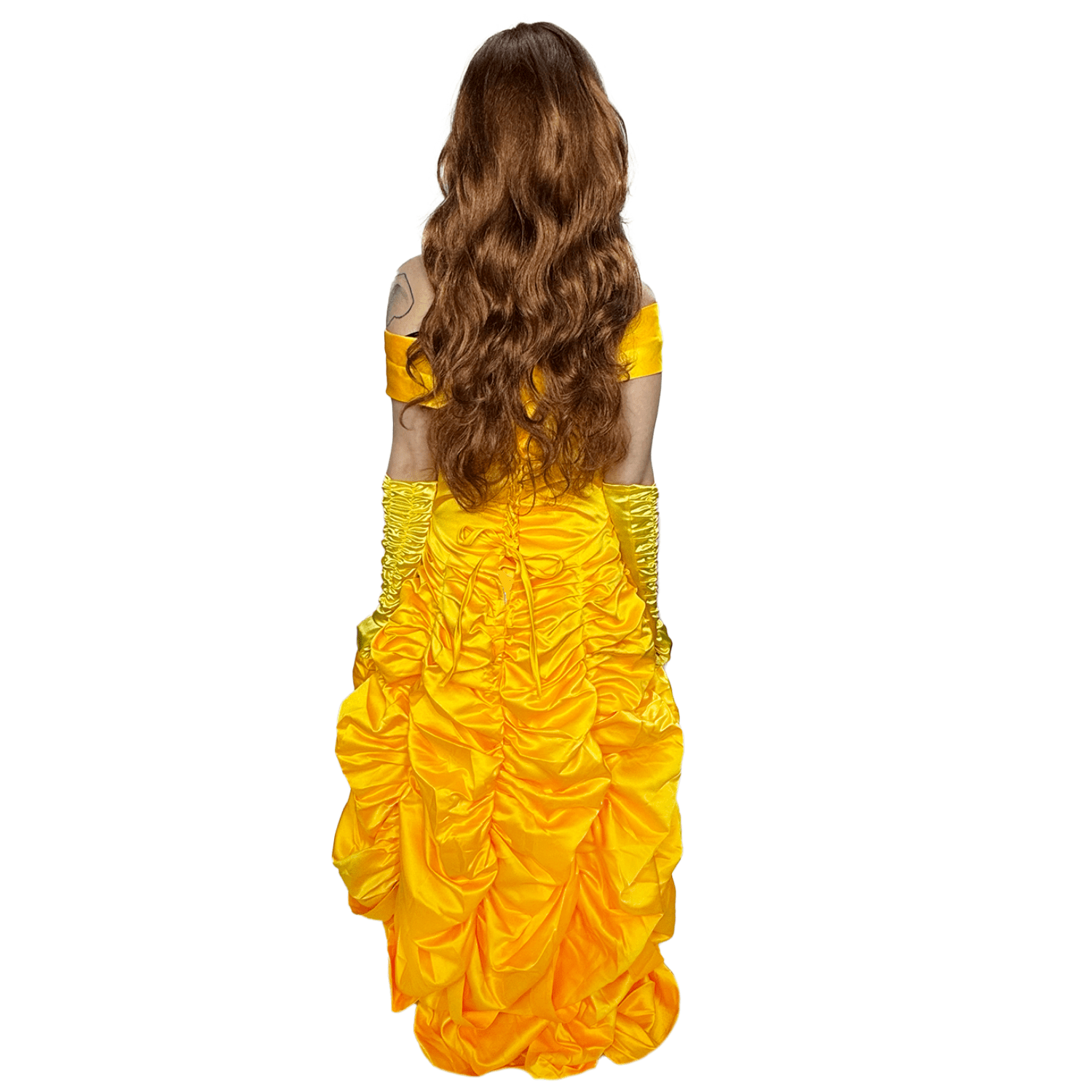 Deluxe Gold Princess Belle Adult Costume Rent / Medium Deluxe Gold Princess Belle Adult Costume Rent / Medium
