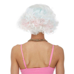 Deluxe White Euphoria Wig w/ Pink & Blue Highlights