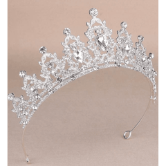 Deluxe White Silver Rhinestone Princess Tiara