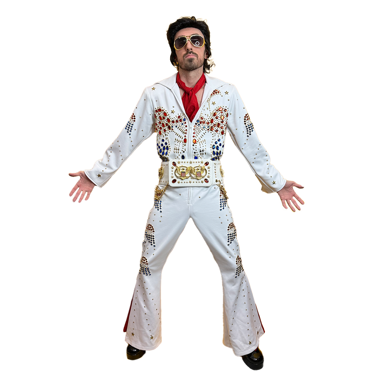 Authentic Professional Elvis Adult Costume w/ Rhinestones & Belt