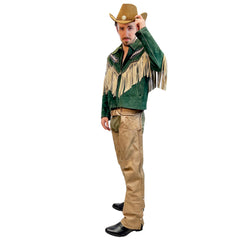 Old - Timey Wild West Cowboy Green Suede Outfit Set