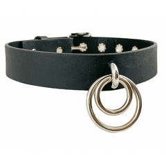 Double O-Ring Thick Leather Choker