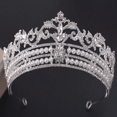 Double Row Pearl and Rhinestone Tiara