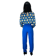 1980s Bright Blue Women's Office Outfit