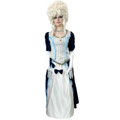 Royal Blue and White Victorian Women's Costume