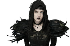 Gothic Black Feather Shoulder Cape