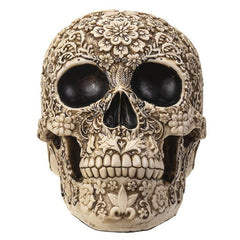 Day of the Dead Floral Resin Skull