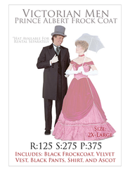 Victorian Men: Black Prince Albert Frock Coat RENT- 2X