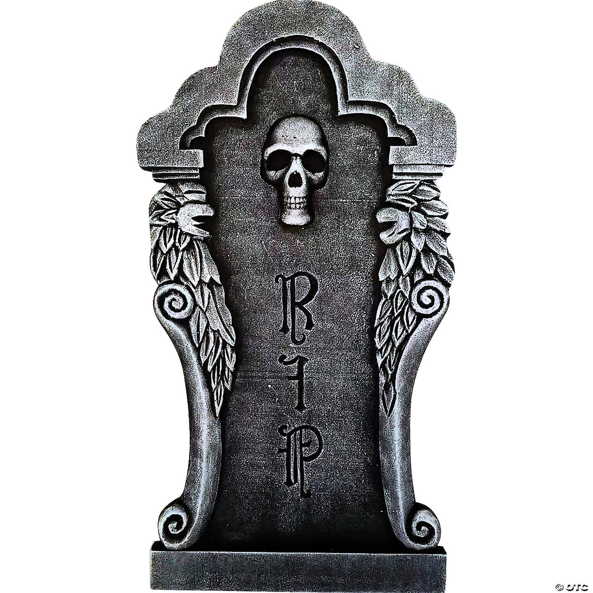 Creepy Silver Skull RIP Tombstone