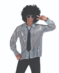 Silver Stud Men's Adult Disco Shirt
