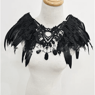 Elegant Black Feather Gothic Shawl