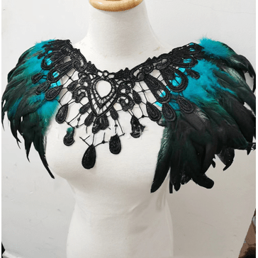 Elegant Black Feather Gothic Shawl