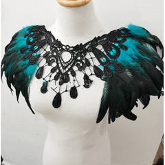 Elegant Black Feather Gothic Shawl