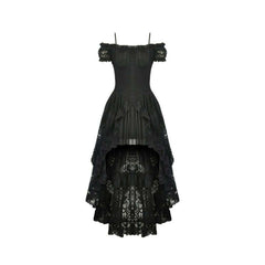 Elegant Black Lace Off Shoulder Dovetail Dress