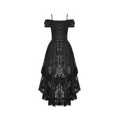 Elegant Black Lace Off Shoulder Dovetail Dress