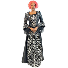 Elegant Colonial Black and Silver Women's Costume