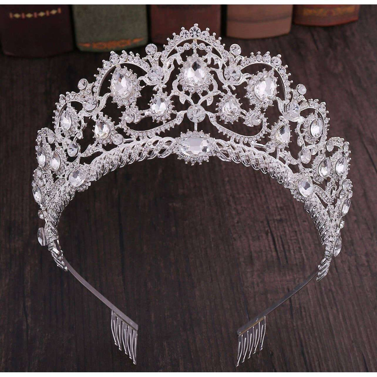 Elegant Silver Tiara With Combs