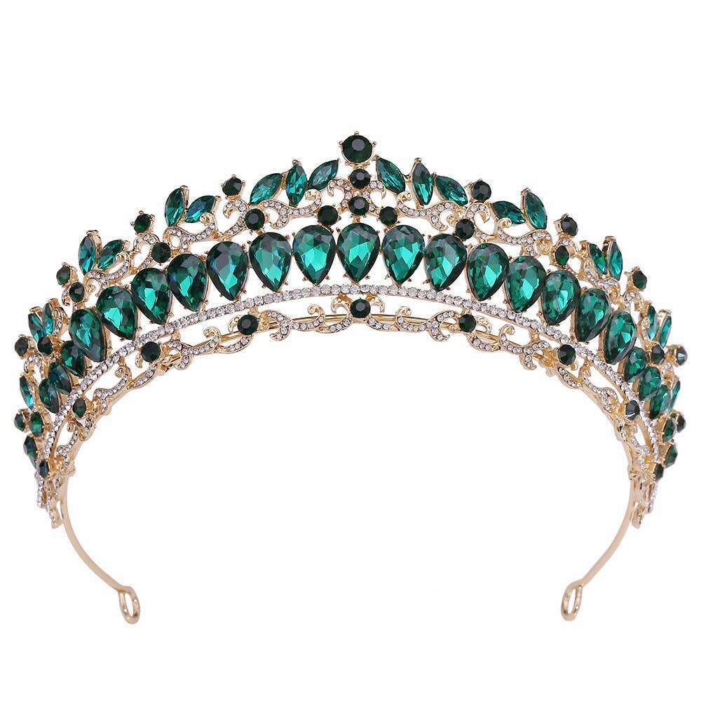 Emerald Leaf Rhinestone Tiara