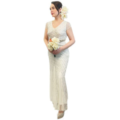 Exclusive 1920s Beaded Wedding Gown Women's Costume