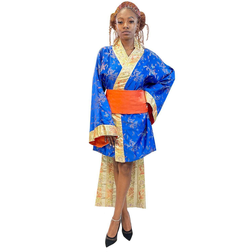 Exclusive Blue Japanese Short Kimono Princess Adult Costume Rent / Standard Exclusive Blue Japanese Short Kimono Princess Adult Costume Rent / Standard