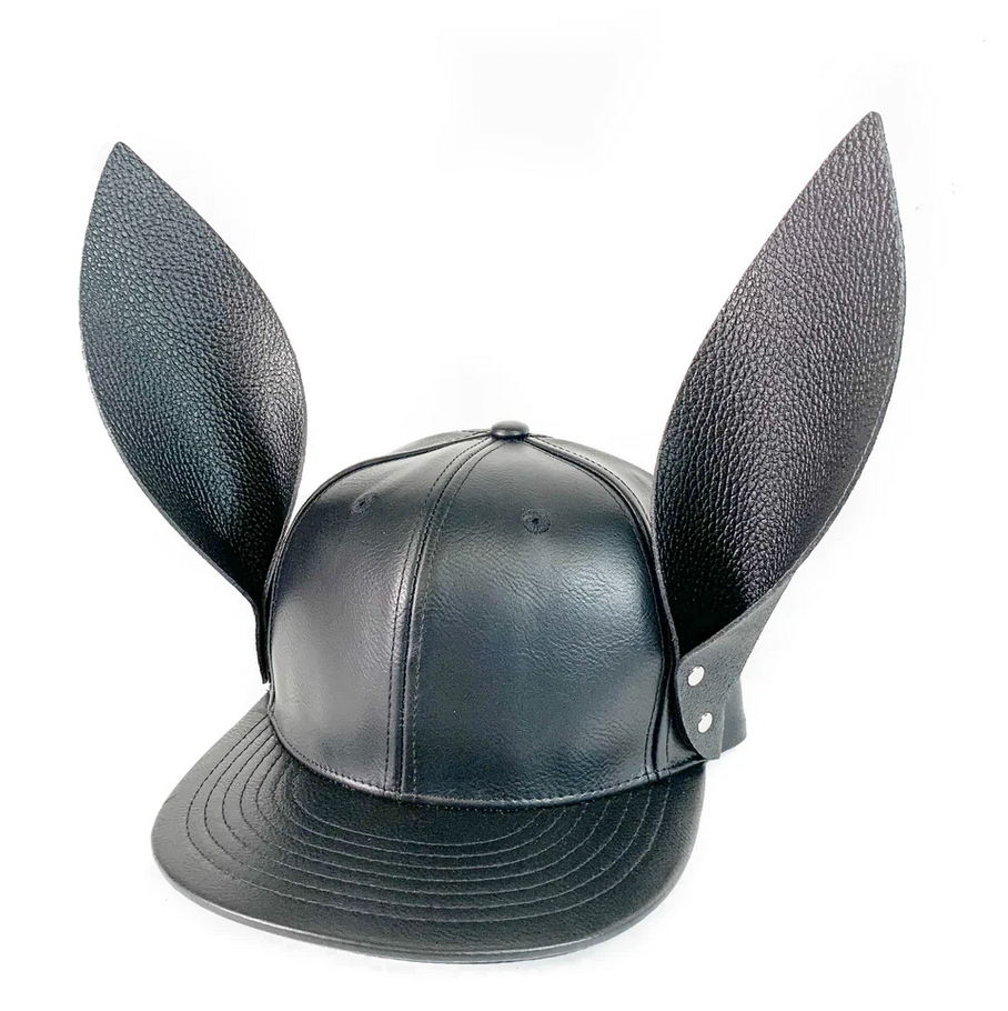 Leather Baseball Hat with Bunny Ears