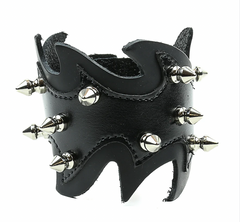 Flame Shaped Leather Bracelet with Spikes