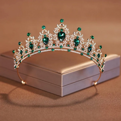 Delicate Tiara with Army Green Rhinestones