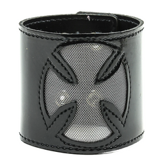 3" Black Bracelet With See-Through Mesh Iron Cross