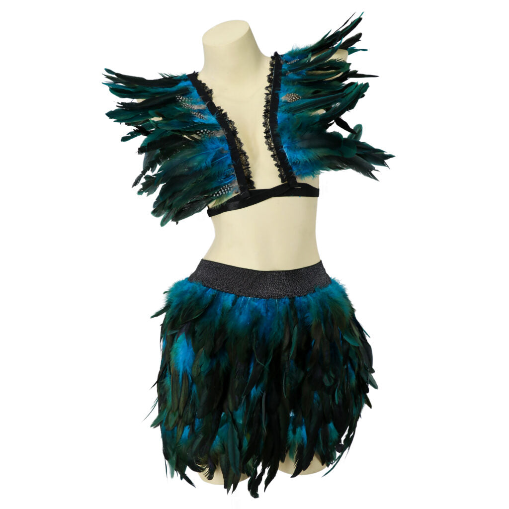 Peacock Feather Top and Skirt Carnival Adult Set
