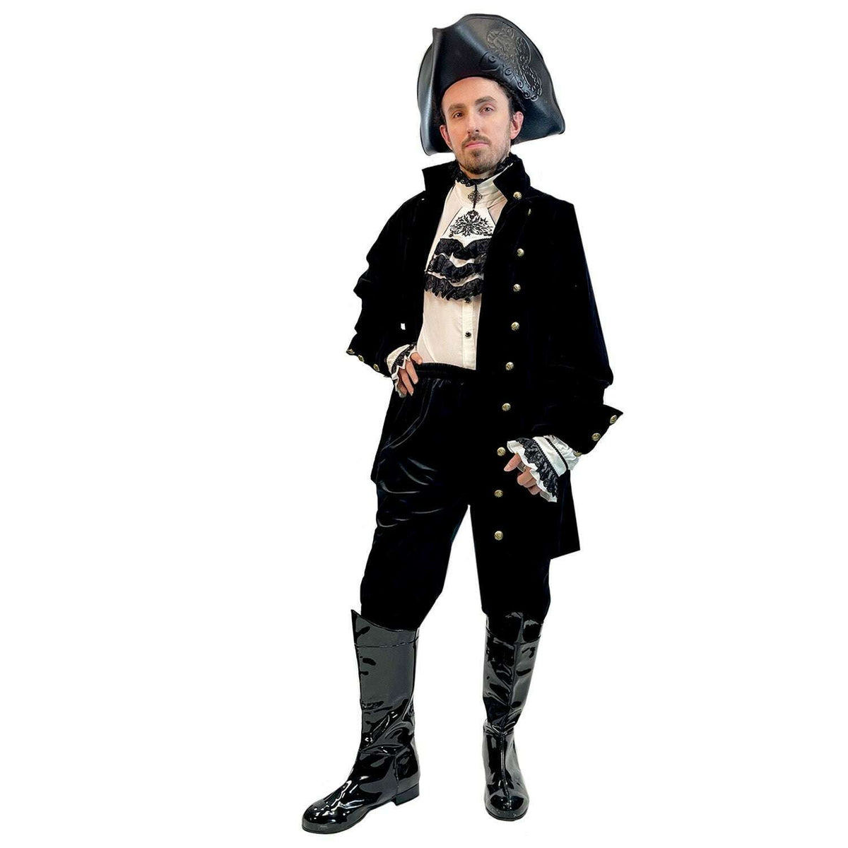 Fancy Black Velvet Pirate Men's Costume