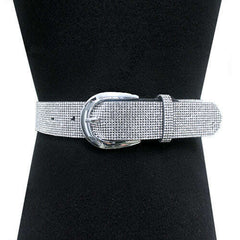 Fashionable Thick Silver Rhinestone Belt