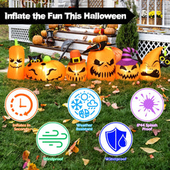 7FT Halloween Inflatable Horizontal Jack O' Lantern Row