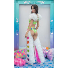 Rainbow Heart Light Up Faux Fur Chaps