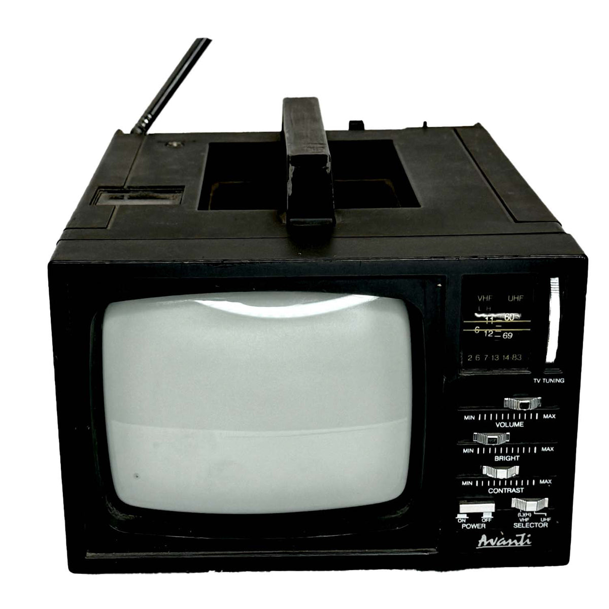 Retro Black Vintage Avanti Portable TV Screen with AM/FM