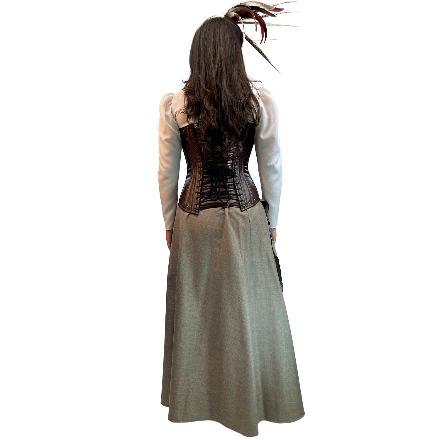 Medieval Women's Brown Leather Underbust Corset