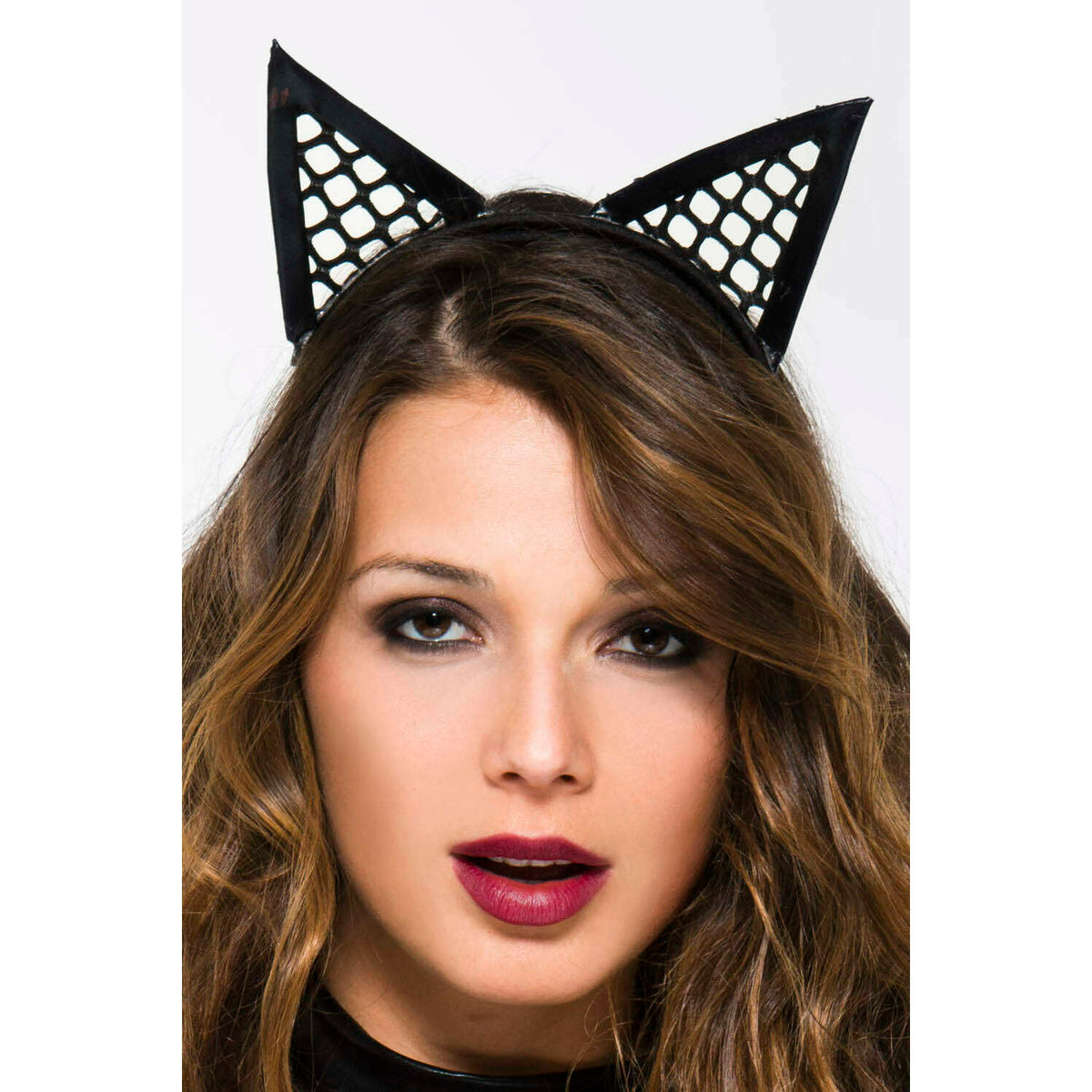 Fishnet Black Cat Ears Headband