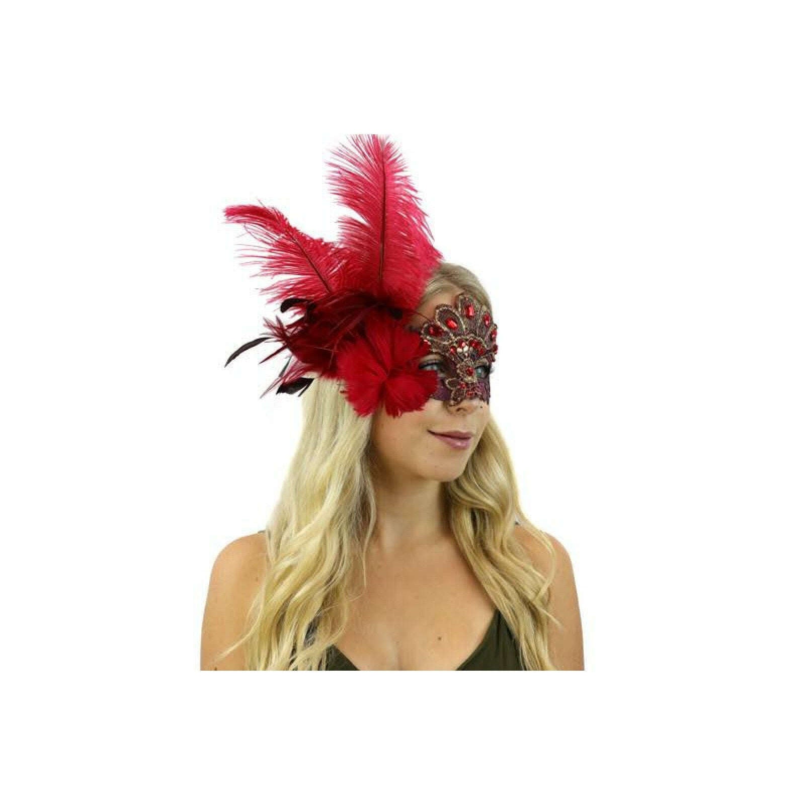 Gia Jeweled Venetian Feather Mask