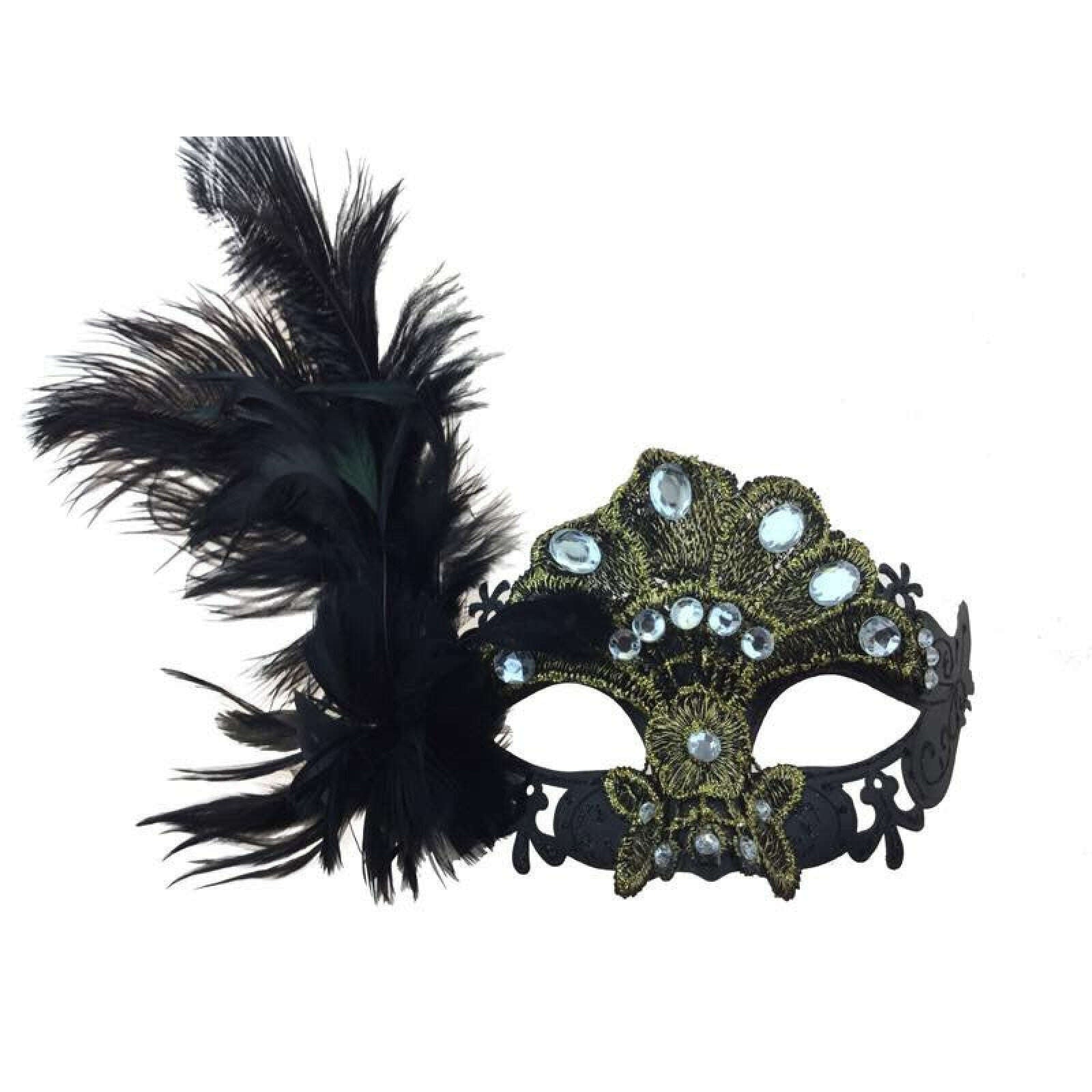 Gia Jeweled Venetian Feather Mask