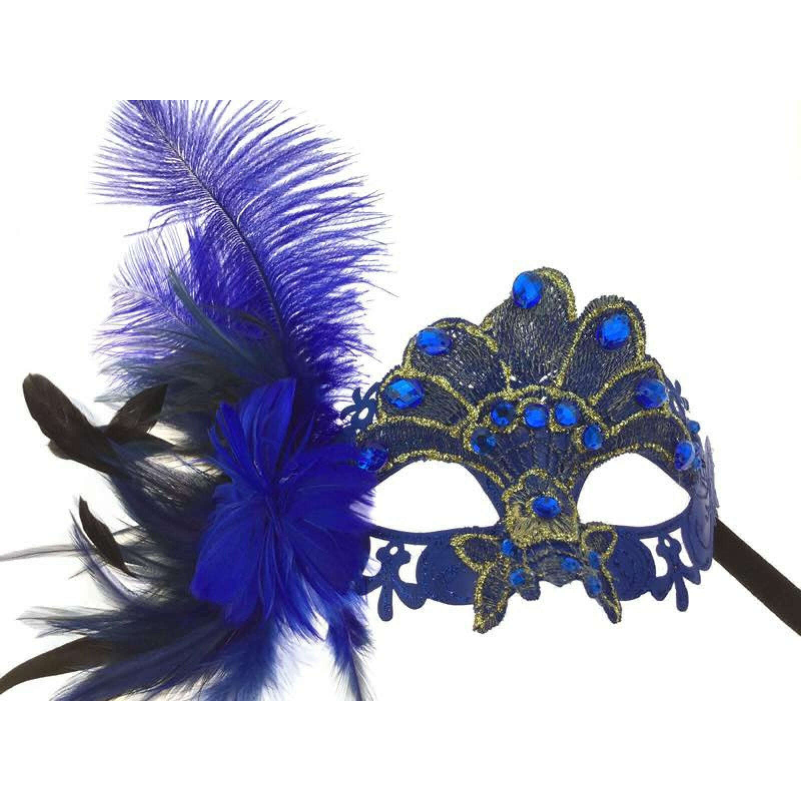 Gia Jeweled Venetian Feather Mask