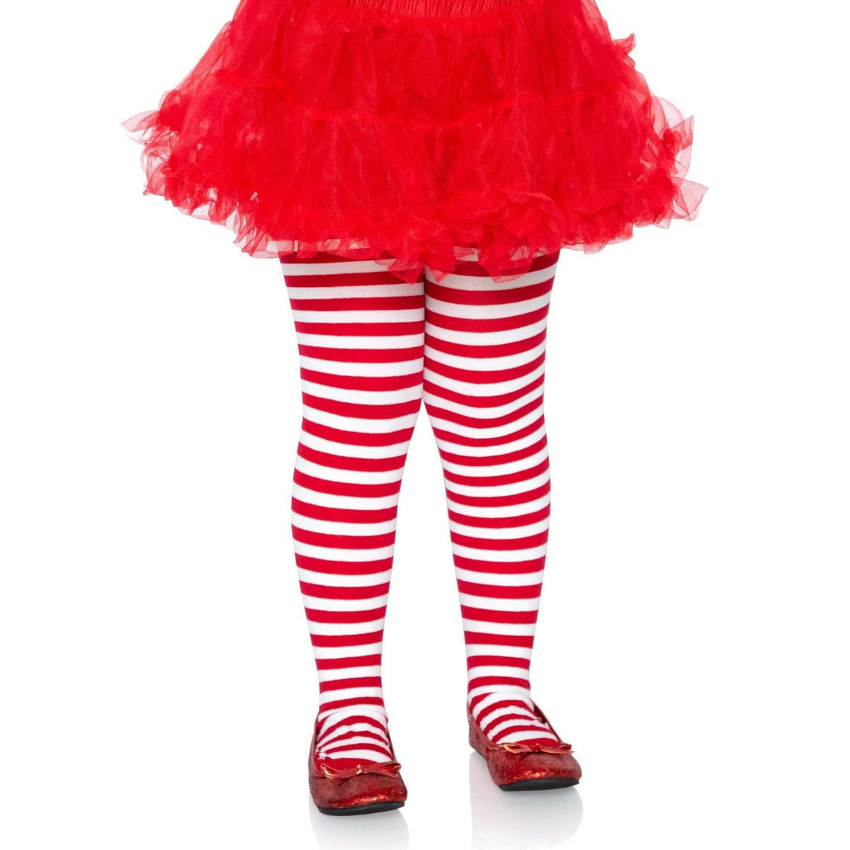 Girl's Red / White Striped Tights